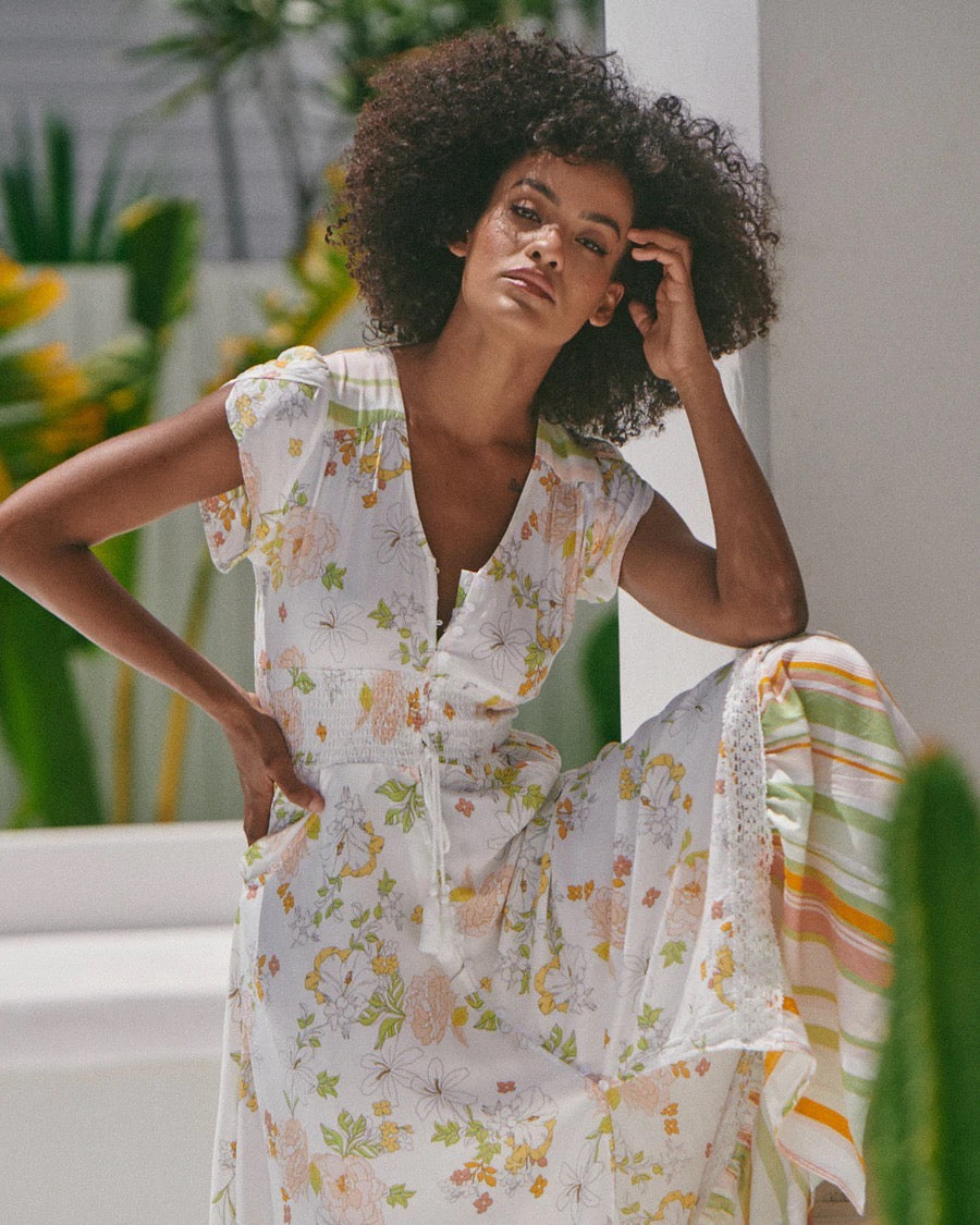 White Floral Maxi Dress