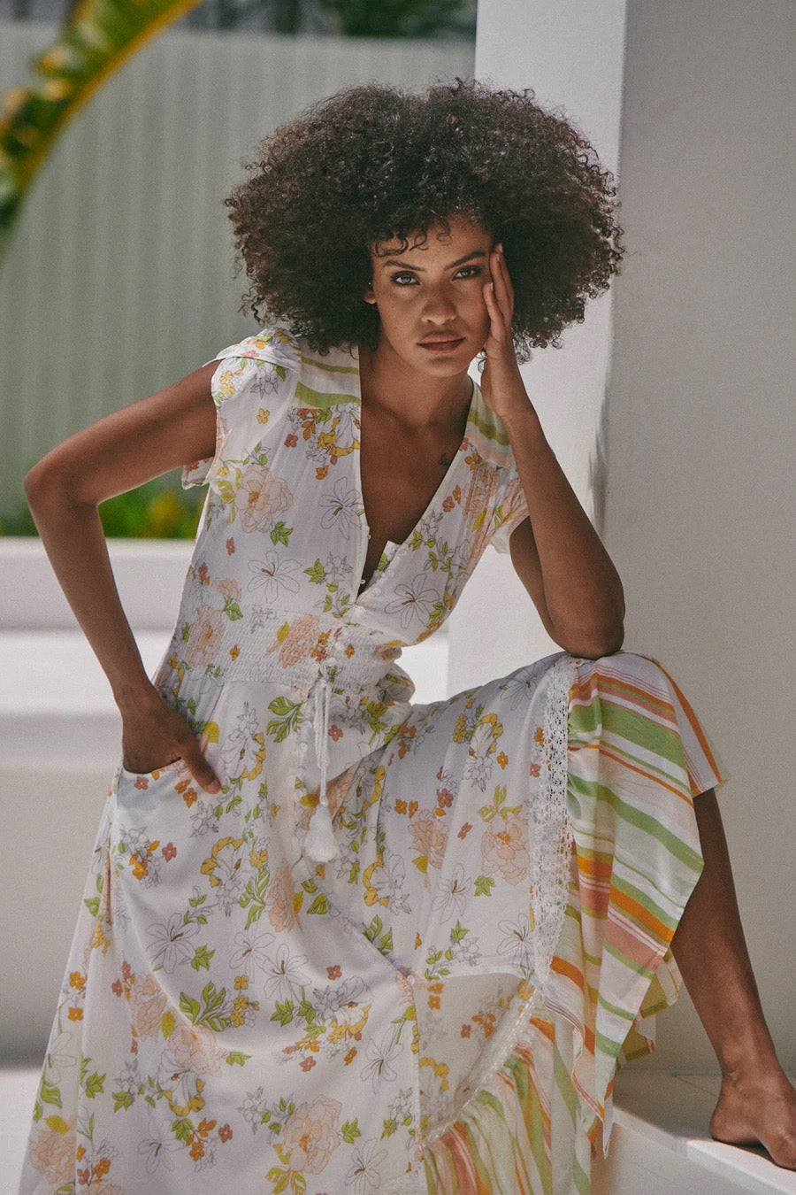 White Floral Maxi Dress