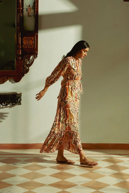 Autumn Blossom Maxi Dress