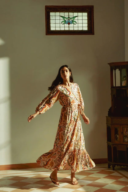 Autumn Blossom Maxi Dress